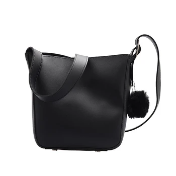 

Simple Solid Bucket Bags for Women New Design Thread Hair Ball Ladies Shoulder Bag Large Capacity Flap Bags