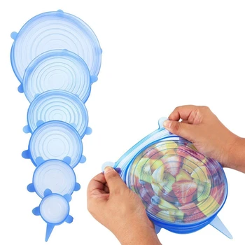 

Blue Silicone Stretch Lids Durable & Eco-Friendly Stretch Lids for Fruits & Vegetables Or Cups,Bowls,Mugs,Dishes,Cans,Plates,etc