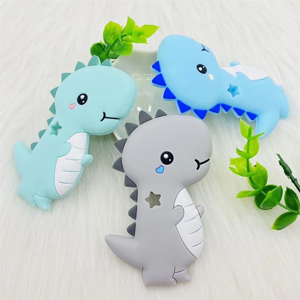 1pcs Silicone Dinosaur  Teether Rodent Animal Silicone Beads Chew Charms Food Grade Silicone Teether Bead Toy Gift 5