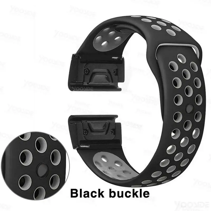 Grey-Black buckle YOOSIDE Fenix 6X браслет 26 мм Quick Fit водонепроницаемые часы с силиконовым корпусом ремешок для Garmin Fenix 3/Fenix 5X/5X Plus/D2 Delta PX - Цвет: Grey-Black buckle