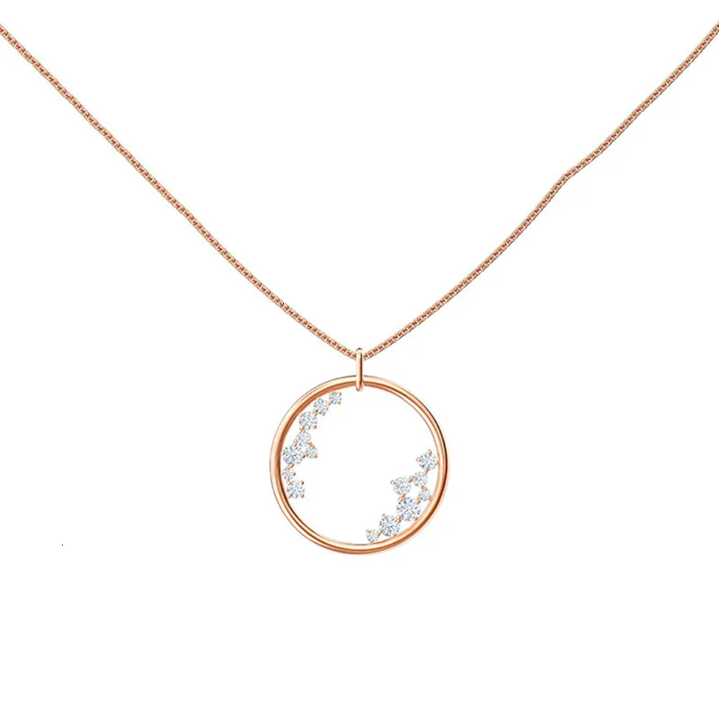 

SWA quality. Simple round circle of crystal star hollow element ping necklace