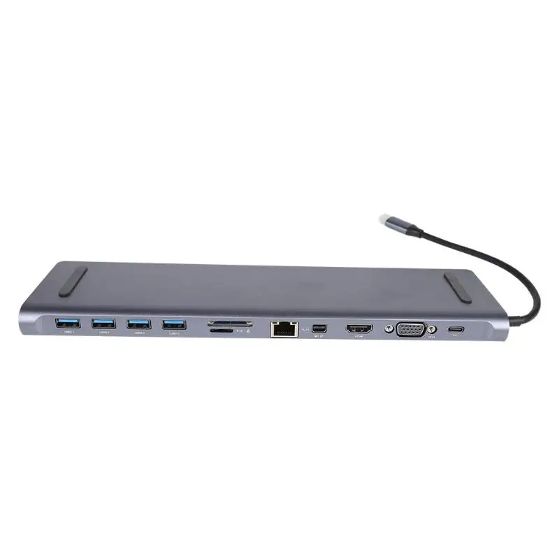 11 в 1 usb type-C концентратор для USB 3,0 кардридер LAN DP VGA HDI стерео конвертер HD интерфейс Высокоскоростной USB 3,0 как один