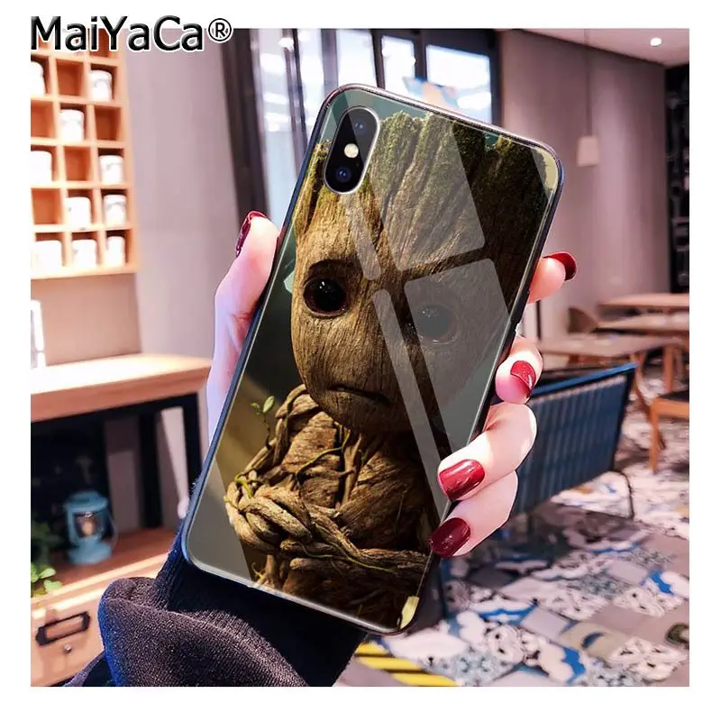 A16 MaiYaCa Guardian Rocket енот Грут Treeman закаленное стекло чехол для телефона iphone 11 Pro 11 Pro XR XS MAX 8X7 6S 6 Plus - Цвет: A16