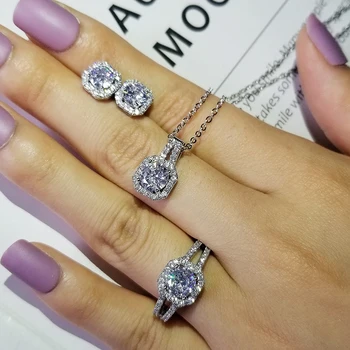 

925 sterling Silver Jewelry Sets Engagement Wedding Bridal Jewelry Sets for Brides African LJ1104s