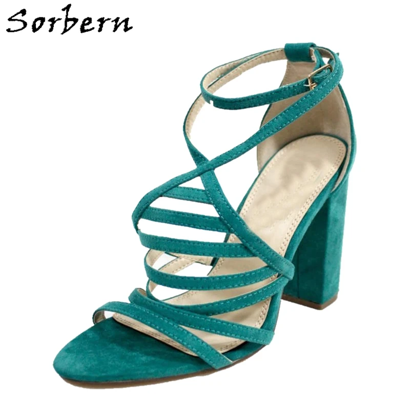 green block heel sandals