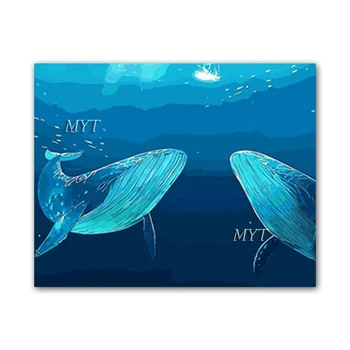 

Home Good Wall Art Canvas Whales Oil Painting Set Hand Drawn Large Size Decoration Wall Hanging Animal Picture Paintings Artwork