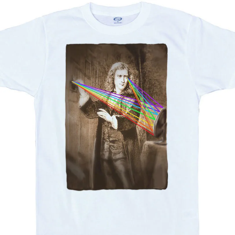 Isaac Newton Футболка Дизайн Призма разноцветный спектр|Футболки| |