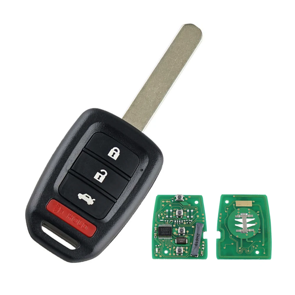 OkeyTech для Honda Accord Sport CRV Civic дистанционный ключ 313,8 МГц FCC: MLBHLIK6 3 кнопки Hon66 нерезанное лезвие для Honda управления машинным ключом - Количество кнопок: Type 2