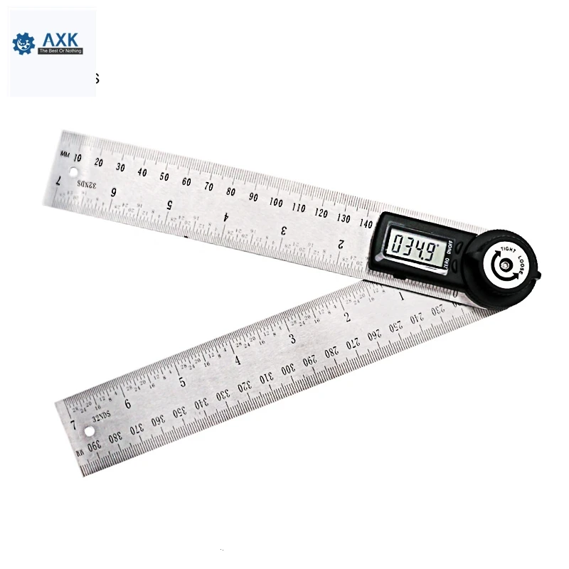 

Digital Angle Ruler Meter 360 Degree 200mm 2 In 1 Calipers Stainless Steel 0.01mm 0-200mm Electronic Oloey Metalworking Axk-202