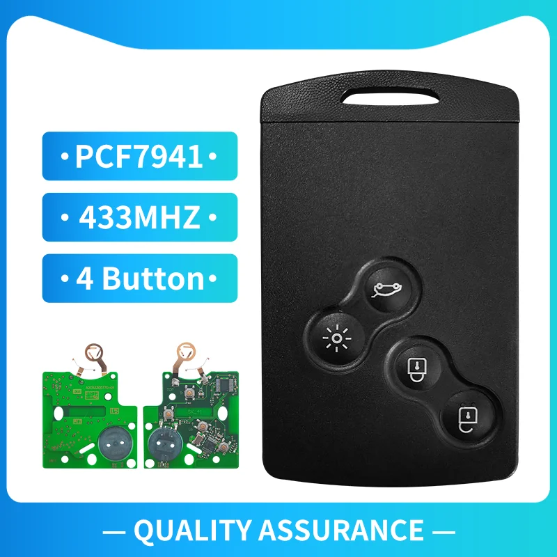 XNRkey (5 шт./лот) 4 кнопки дистанционного карты с PCF7941 чип 433 МГц для Renault Megane III Laguna