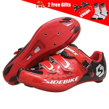 SIDEBIKE/Мужская обувь для дорожного горного велосипеда; Нескользящая дышащая обувь для велоспорта; обувь для триатлона MTB; спортивная обувь с липучкой