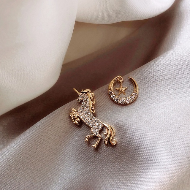Animal Stud Earrings For Women Cat Simulated Pearl Earring Kitten Horse Bird Rhinestone Earring Girl Party Birthday Jewelry