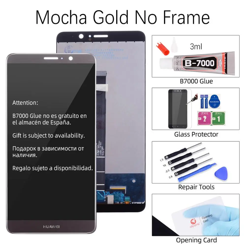 No Frame Mocha Gold ЖК-дисплей для huawei mate 9, кодирующий преобразователь сенсорного экрана в сборе для huawei mate 9, ЖК-дисплей с рамкой MHA-L09 L29, замена - Цвет: No Frame Mocha Gold