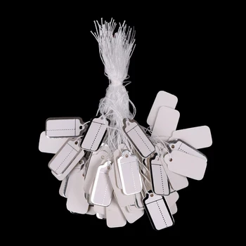 

100pcs/lot DIY Price Label Rectangular Label Tie String Jewelry Clothes Display Merchandise Price Tags Card Silver/gold/white