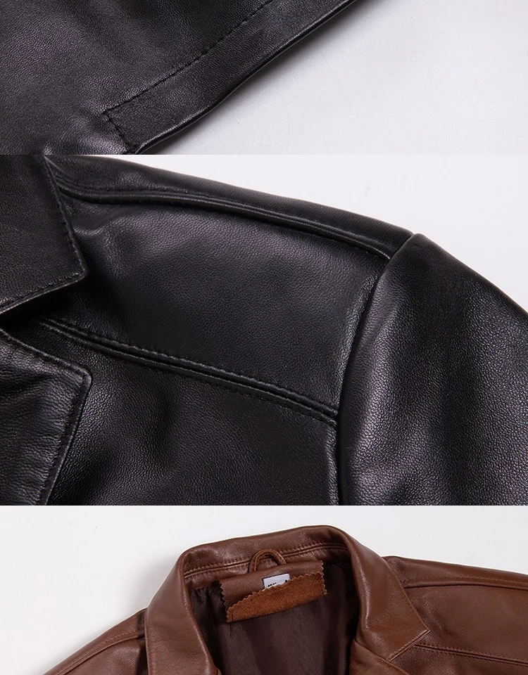 Real Men's Jacket 100% Sheepskin Coat Casual Blazers Spring Autumn Genuine Leather Jackets 6-807 KJ2708 cowhide coat