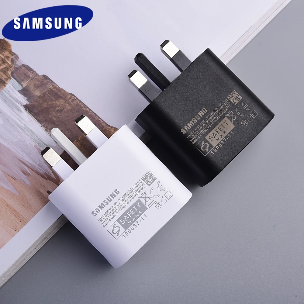 Original Samsung 25W Fast Charging Adapter UK Plug Charger Quick Type C Cable For Note 10 20 S20 + Ultra S10 A50 A90 5G | Мобильные