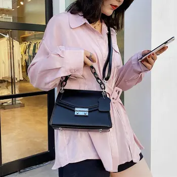 

2020 New Small Square Bag Lady Shopping Handbag Fashion All-match Shoulder Bag High Quality Lock Simple Lady Diagonal Bag White