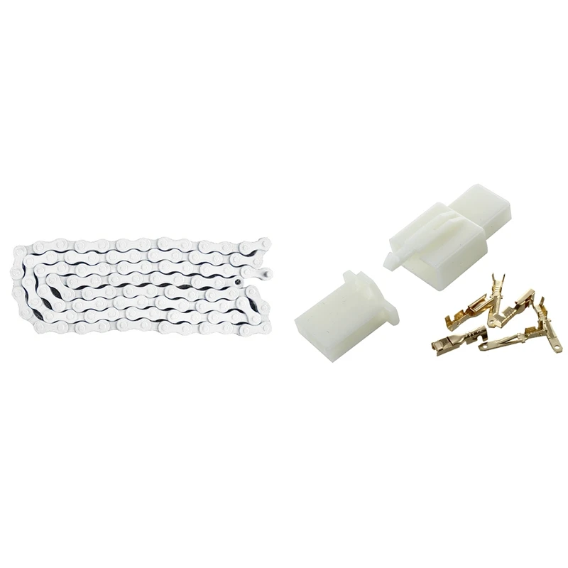 1 Set Connector + Terminal 2.8 Mm 3 - Channels &amp Pcs BMX Road Bike Fixied Chain Single Speed 96 Link White | Автомобили и