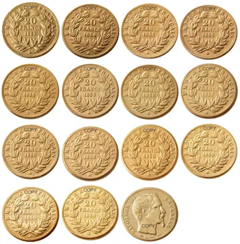 

France (1853-1860) AB 14PCS 20 Francs Gold Plated Copy Coin