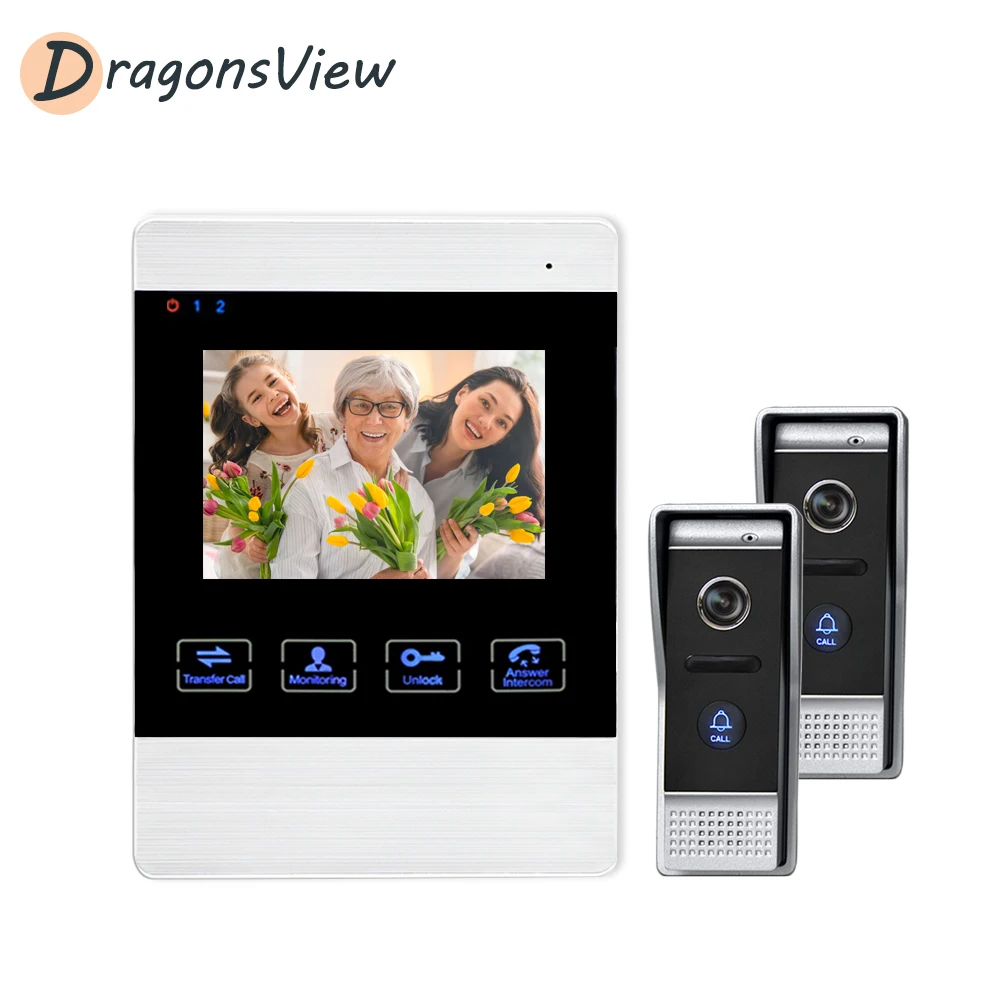 Dragonsview Video Intercom Door Phone Doorbell 1200TVL 4.3 Inch Monitor with 2 Camera for Apartment Building Day Night Vision Dragonsview Video Intercom Door Phone Doorbell 1200TVL 4.3 Inch Monitor with 2 Camera for Apartment Building Day Night Vision