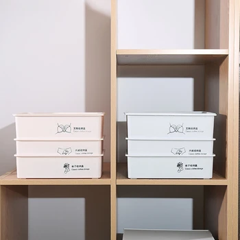 

Large size Household Plastic Underwear Storage Box with Mark Compartment Closet Organizer with Cover for Underwear Socks