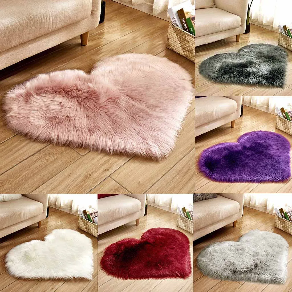 Size 70cm x 70cm Butterflies Heart Shaped Non Slip Machine Washable Sheepskin Style Kids Rug