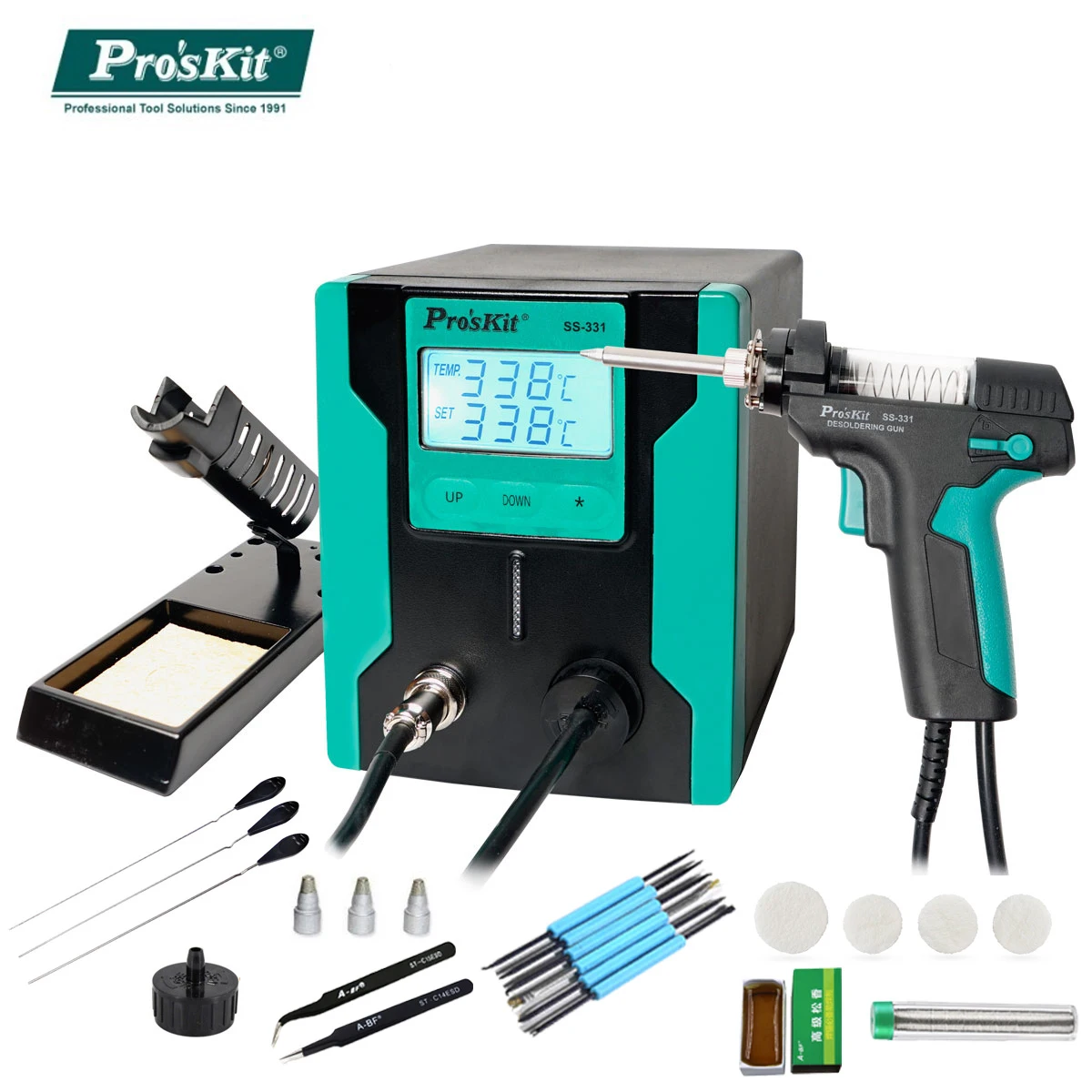 PROD 1005003082407666 Pro'sKit Electric Desoldering Station SS-331H LCD
Digital Anti-Static High Power Strong Suction Vacuum Soldering Pump Gun