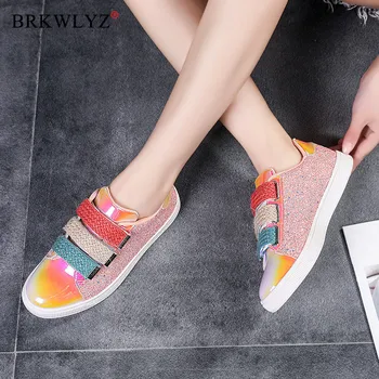 

Fashion 2020 New Sneakers Women Flats Shoes Casual Outdoor Walking Shoes Woman Gold Glitter Ladies Shoes Zapatos Mujer