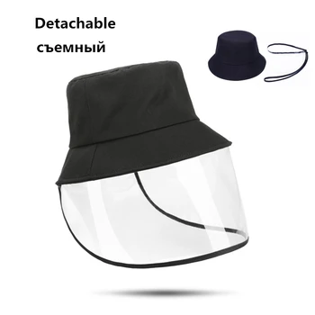 

New Detachable Anti-Dust Bucket Hats Unisex Men Women Protection Visor Hat Female Anti-fog Sun Caps Windproof Cap