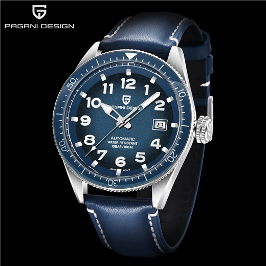 Silver blue Relogio Masculino, PAGANI, дизайнерские мужские часы, Лидирующий бренд, Роскошные, деловые, модные, автоматические, механические, полностью стальные, водонепроницаемые наручные часы - Цвет: Silver blue
