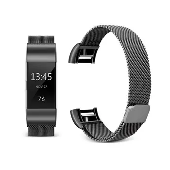 

Magnet Clasp Metal Bands Strap Women Adjustable Bracelet Straps ForFitbit Charge 2 Watch