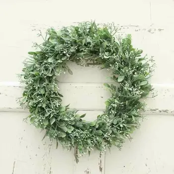 

US Artificial Wreath Green Leaves Home Decor for Front Door Candle Ring Wedding