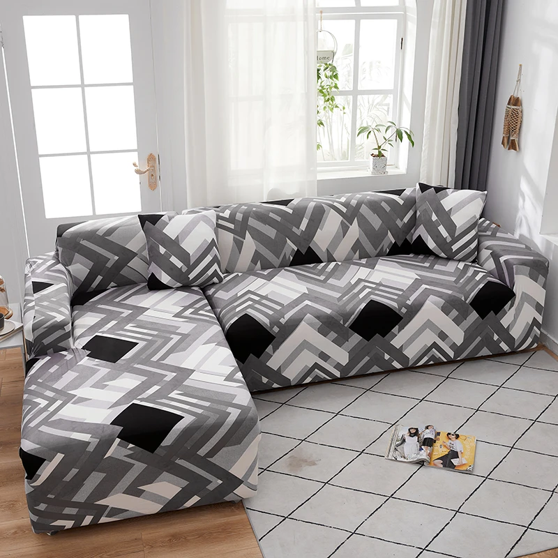 

1PC Elastic Printed Sofa Covers Stretch Universal L-shaped Sectional Couch Corner Cover for Furniture Armchairs Home Decor