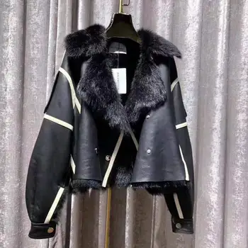 

natural sheep fur coat women winter genuine leather jacket sheepskin coats turn-down collar outerwear thick warm parka real fur