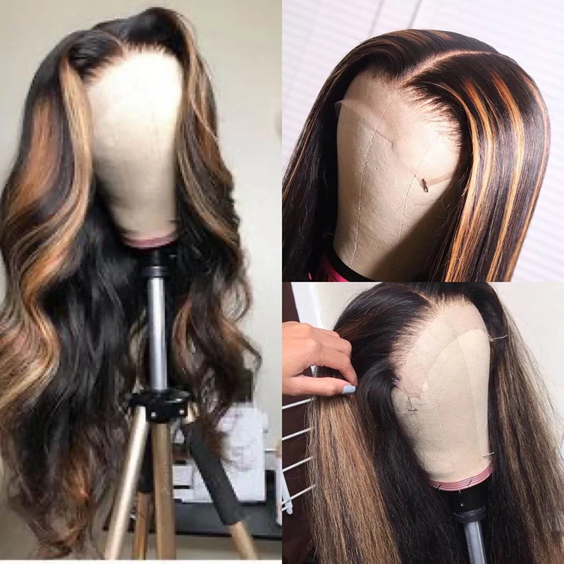 Deep Part Wave Brown Color Lace front Human Hair Wigs Pre Plucked hairline Brazilian Remy Wig with Baby Hair
