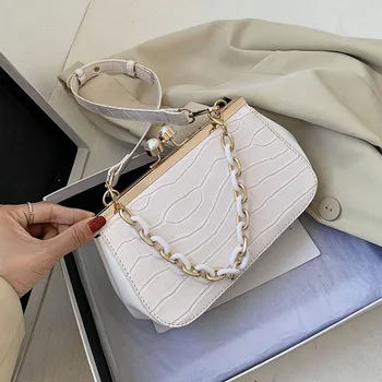 

Clip Switch Bag Stone Pattern PU Leather Crossbody Bags For Women 2020 Summer Small Solid Color Shoulder Handbags Female Bag New