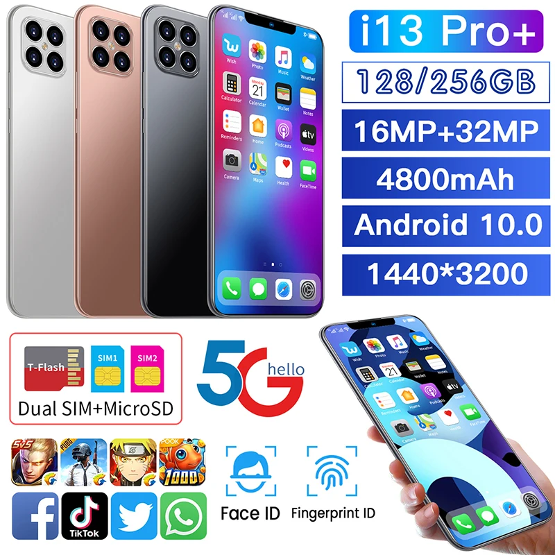 I13 Pro+ Mobile Phone 6.6 inch 8GB 256GB ROM 16