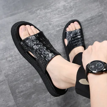 

Mens Leather Sandal Men's Beach Shoes Summer Sandals Breathable Clogs Lightweight Men Leather Slippers