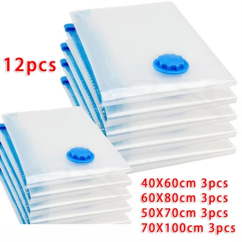 

12pcs/Set Vacuum Storage Bag Clothes Storage Home Travel Organizer Container Space Saver Hand-Rolled