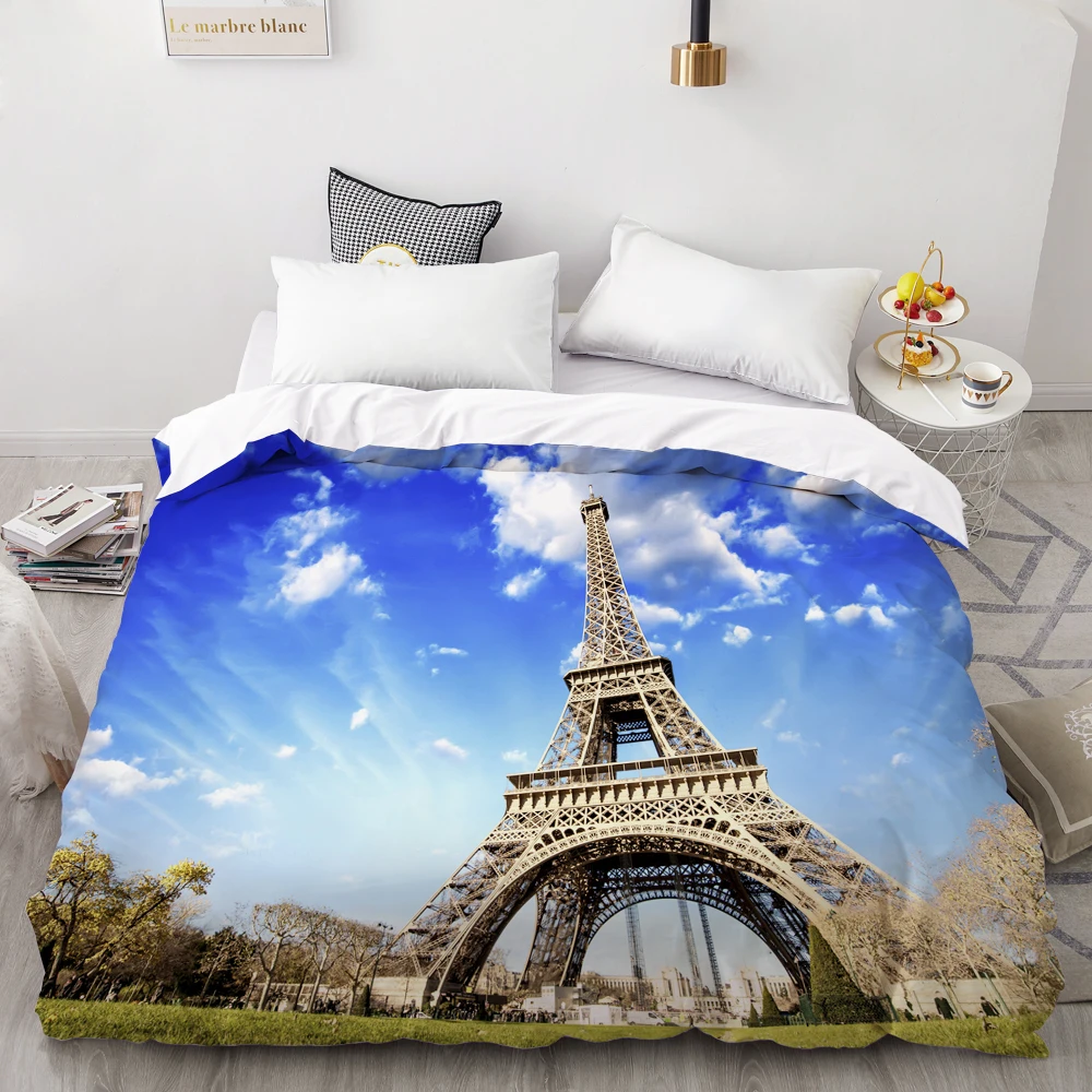 3D пододеяльник на заказ, одеяло/одеяло случае королева/король, Эйфелева башня постельные принадлежности 200x200/140*210. Домашний текстиль Прямая поставка - Цвет: Eifel Tower-01