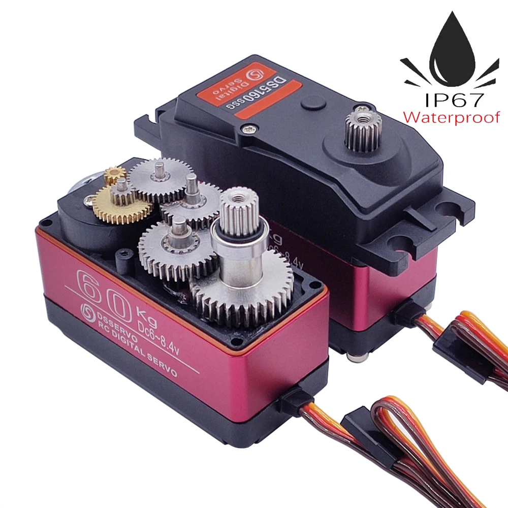 

High Torque Waterproof DS5160 60kg 6.0-8.4V Metal Gear Digital Servo Dual Ball Bearing For 1/5 Redcat HPI Baja RC Car Model