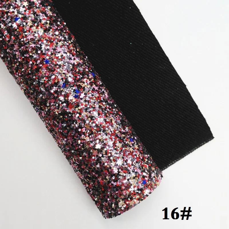Glitterwishcome 21X29 см А4 Размер синтетическая кожа, плотная блестящая кожа со звездами, блестящая ткань винил для бантов, GM035A - Цвет: 16