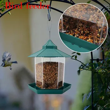 

Wild Bird Metal Feeder Hanging Feeders Viewing Window For Garden Yard Decoratio Outdoor Bird Feeder Bucket Tray Birdhouse