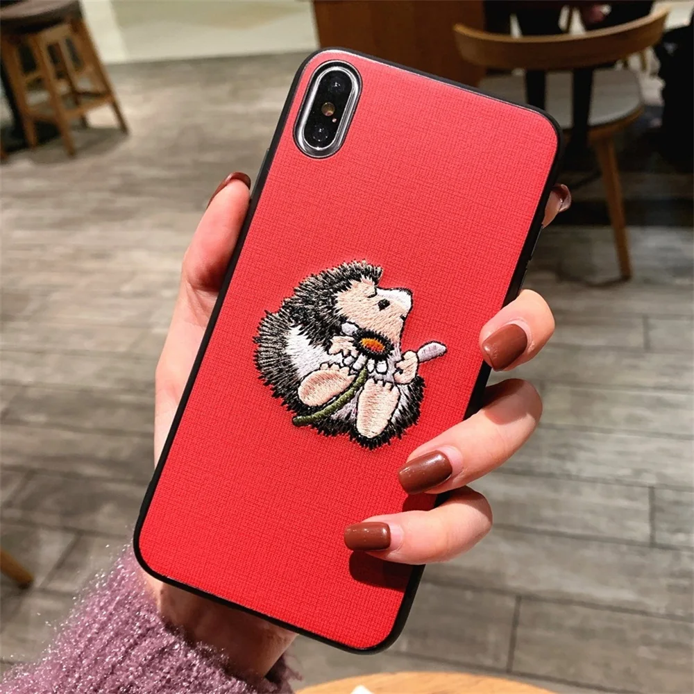 Чехол с вышивкой Cqqdoq для iPhone 11, 11Pro, Max, чехол с текстурой ежика, для iPhone X, XR, XS, MAX, 6, 6 S, 7, 8 Plus, чехол s, Coque