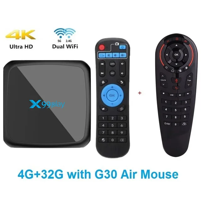 4GB 32GB G30 Android 9,0 ТВ приставка Rockchip 3318 4K Смарт ТВ приставка 2,4G& 5G Wifi Netflix медиаплеер Android приставка Google Assistant Smart tv - Цвет: 4GB 32GB G30