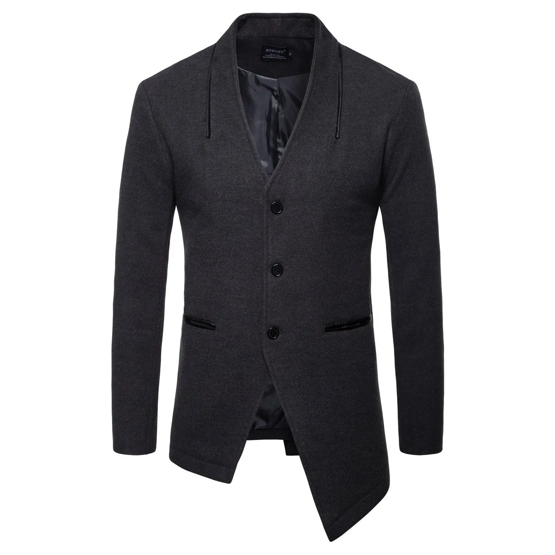 

2018 Spring And Autumn New Style Men Creative Selvage Classic England Woolen Coat Irregular Trench Coat Fashion