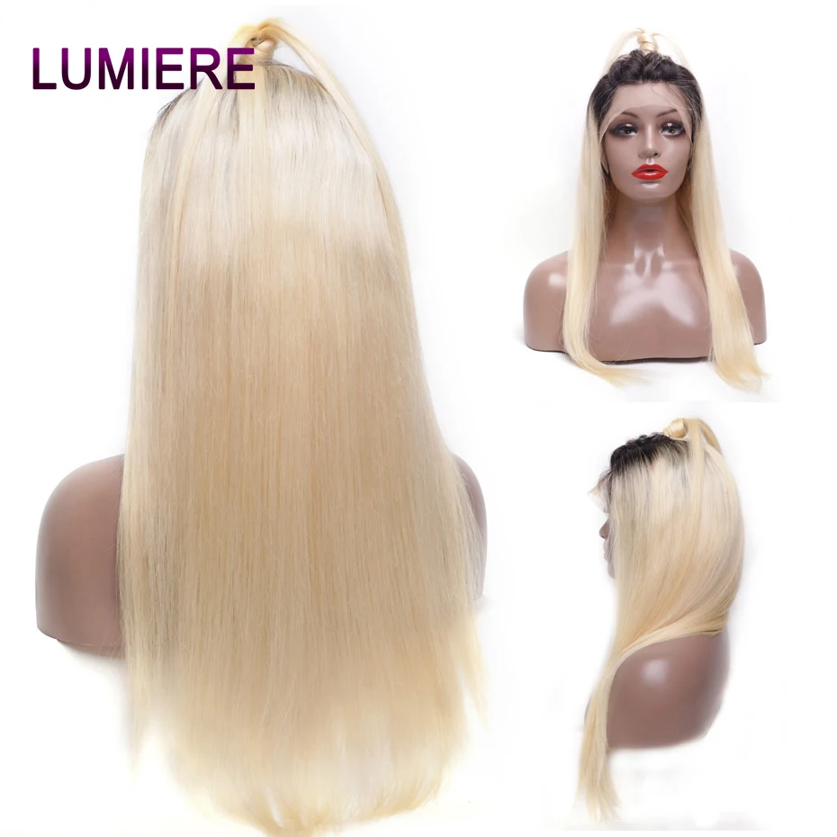 Lumiere 1B/613 Blonde Full Lace Front Human Hair Wigs Brazilian Straight Hair 613 Transparent Lace Frontal Wigs Remy hair