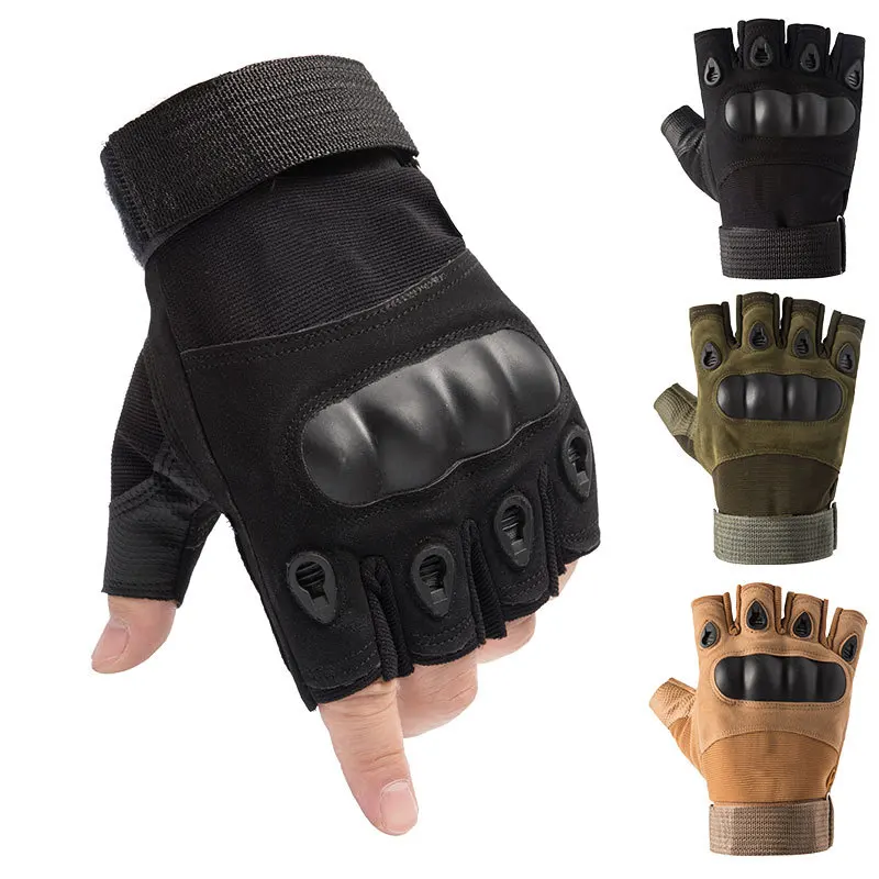

Outdoor gloves Tactical Gloves Winter Men Fingerless Gloves Driving Half Finger Gloves Adult Splice Fighting Riding Black