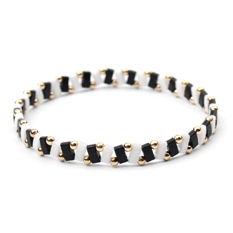 23-Black White BOJIU 23 Colors Bohemia Miyuki Tila Beads Bracelets For Women Boho Adjustable Delica Beads Bracelets Lady Gift Joyeria BC352 - Окраска металла: 23-Black White
