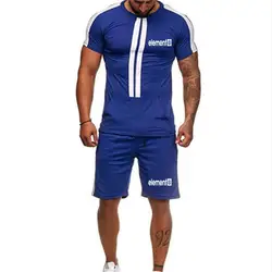 Спортивный костюм для мужчин, новый летний хлопковый короткий комплект, Мужская брендовая мужская футболка, дышащая повседневная Пляжная